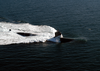A Los Angeles Class Fast-attack Submarine Steams Along On The Surface Of The Pacific Ocean. Image