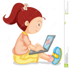 Little Girl Typing Clipart Image