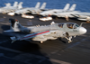An Ea-6b Prowler Assigned To The  Shadow Hawks  Of Electronic Attack Squadron One Forty One (vaq-141) Lands On The Flight Deck Aboard The Aircraft Carrier Uss Theodore Roosevelt (cvn 71) Image