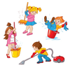 Children Cleaning Up Clipart Image
