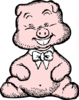 Pig With White Bowtie Clip Art