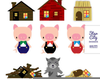 Three Little Pigs Houses Clipart Image