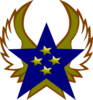 Blue Star With 4 Gold Star And Wings Clip Art