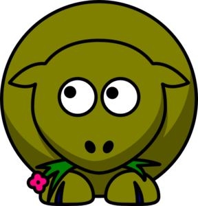 Sheep Olive Green Two Toned Looking Up To Left Clip Art