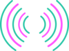 Radio Waves Pink & Turquoise  Clip Art