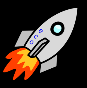 Rocket Facing Right With Flame Clip Art