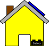 Yellow House With Solar Panel And Battery Clip Art