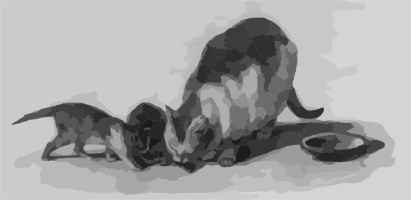 cats and kittens clip art. [cat And Two Kittens] clip art