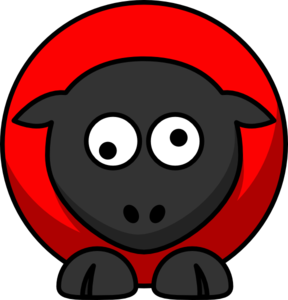 Sheep - Red On Red On Black Googly Eyes Clip Art
