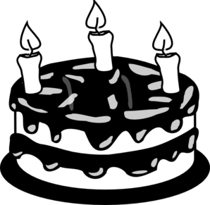 3yr Birthday Cake Bw Clip Art