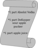 Scroll With Appletini Reciepie Clip Art