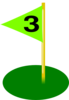 Golf Flag 3rd Hole Bold Number Clip Art
