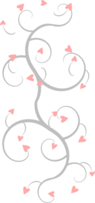 Pink And Grey Heart Scroll Clip Art