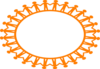 Circle Holding Hands Stick People Orange Clip Art