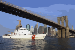 Coast Guard Patrols Brooklyn Bridge Area Clip Art