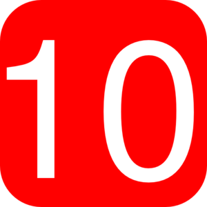 Red, Rounded, Square With Number 10 Clip Art