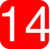 Red, Rounded, Square With Number 14 Clip Art