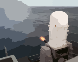 Phalanx Mk-15 Close In Weapons Systems (ciws) Fires A High-speed Computer Controlled, Radar Guided, 20 Mm Gatling Gun Clip Art