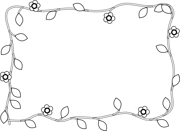 clipart flowers black and white borders - photo #2