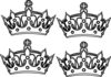 Four Coloring Book Crowns Clip Art