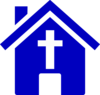 Blue Church House Clip Art