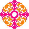 Damask Flourish- Pink Orange Clip Art