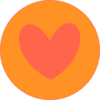 Coral Heart In Orange Circle  Clip Art