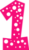 Number 1 Pink And White Polkadot Clip Art
