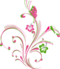 Pink Green Butterfly Scroll Clip Art