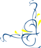 Floral Swirl Blue And Yellow Clip Art