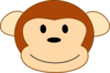 Smiling Brown Monkey Head, Brown Border Clip Art