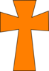 Medieval Cross Orange Black Clip Art