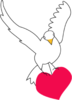 White Dove With Heart Clip Art