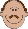 Bald Man Face With A Mustache Clip Art