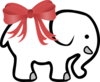 White Elephant With Red Bow Clip Art