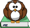 Owl & Green Book Clip Art