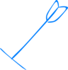 Embedded Blue Arrow Tail Down Left Clip Art