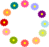 Rainbow Flower Wreath Clip Art