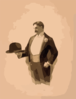 [man Wearing Tuxedo, Holding Bowler Hat] Clip Art