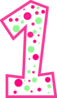 Number 1 Pink And Green Polkadot Clip Art