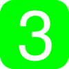 Green, Rounded, Square With Number 3 Clip Art