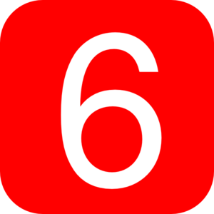 Red, Rounded, Square With Number 6 Clip Art