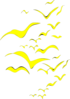 Yellow Bird Flock Vertical Clip Art