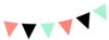 Coral, Mint, Black Bunting Clip Art