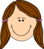 Smiling Girl With Brown Ponytails Clip Art