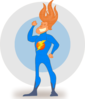 Flaming Hair Super Hero Clip Art