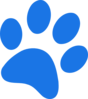 Blue Paw Print - Slanted Right Clip Art