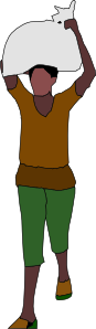 African Lady Carrying Food Over Her Head Clip Art
