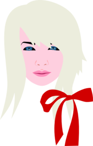 Blonde Female With Red Bow Clip Art