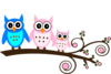 Parents Pink Owl On Branch  Clip Art